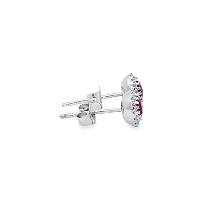 0.63 CTW Ruby &amp; 0.09 CTW Diamond 14K White Gold Halo Stud Earrings