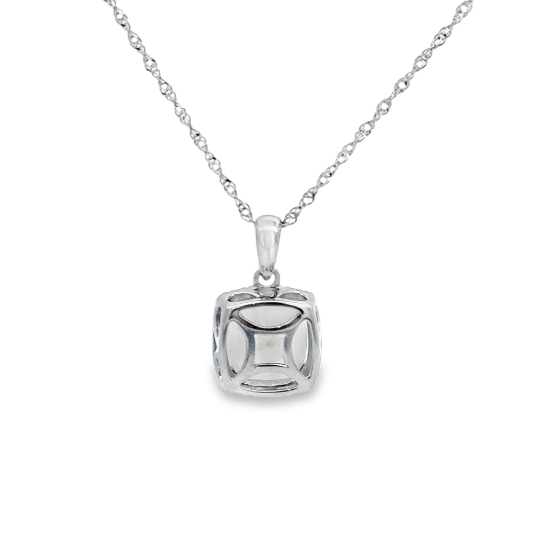 0.86 CT Opal &amp; 0.07 CTW Diamond 14K White Gold Pendant Necklace