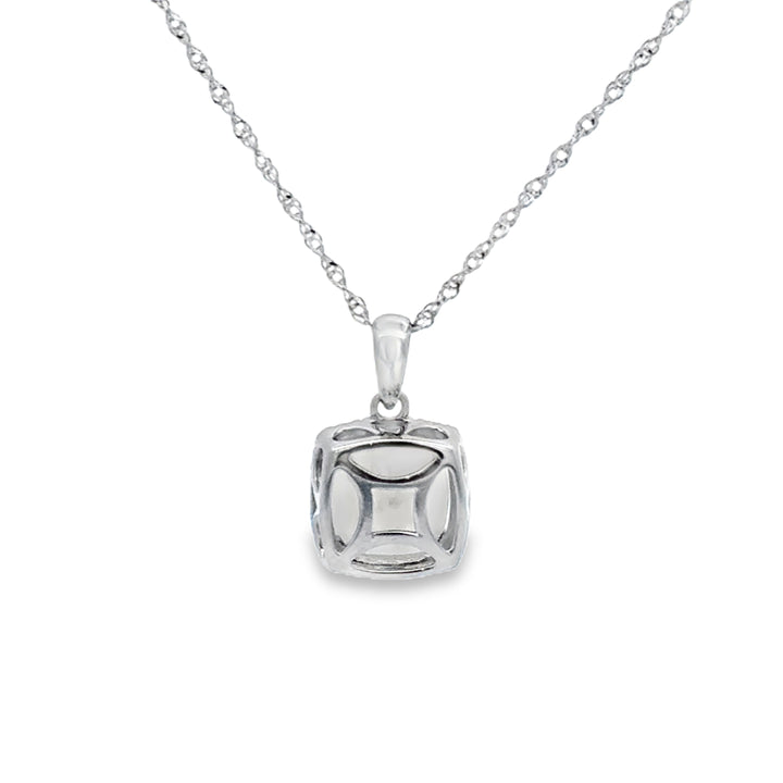 0.86 CT Opal &amp; 0.07 CTW Diamond 14K White Gold Pendant Necklace