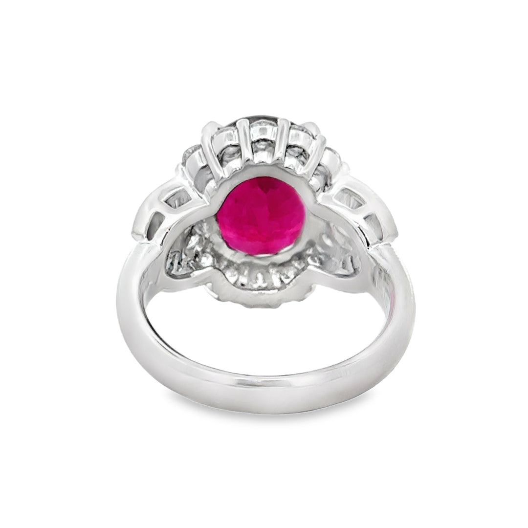 5.88 CT Rubelite &amp; 1.30 CTW Diamond Platinum Ring