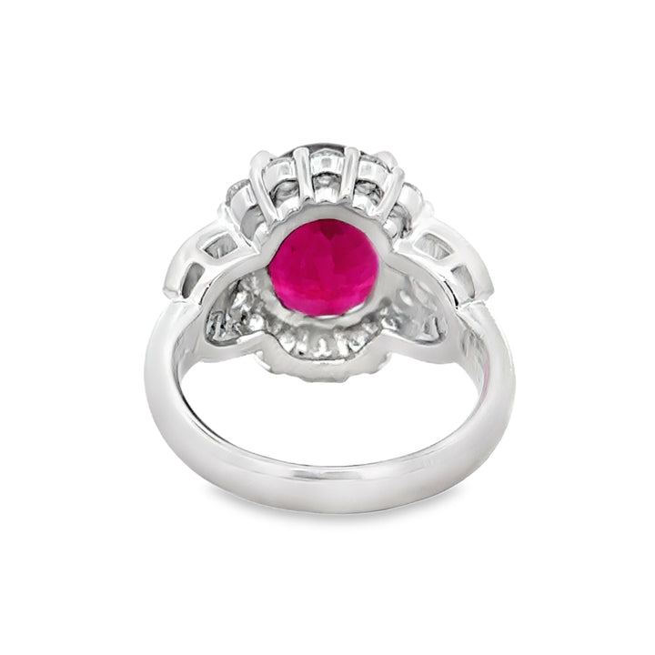5.88 CT Rubelite &amp; 1.30 CTW Diamond Platinum Ring