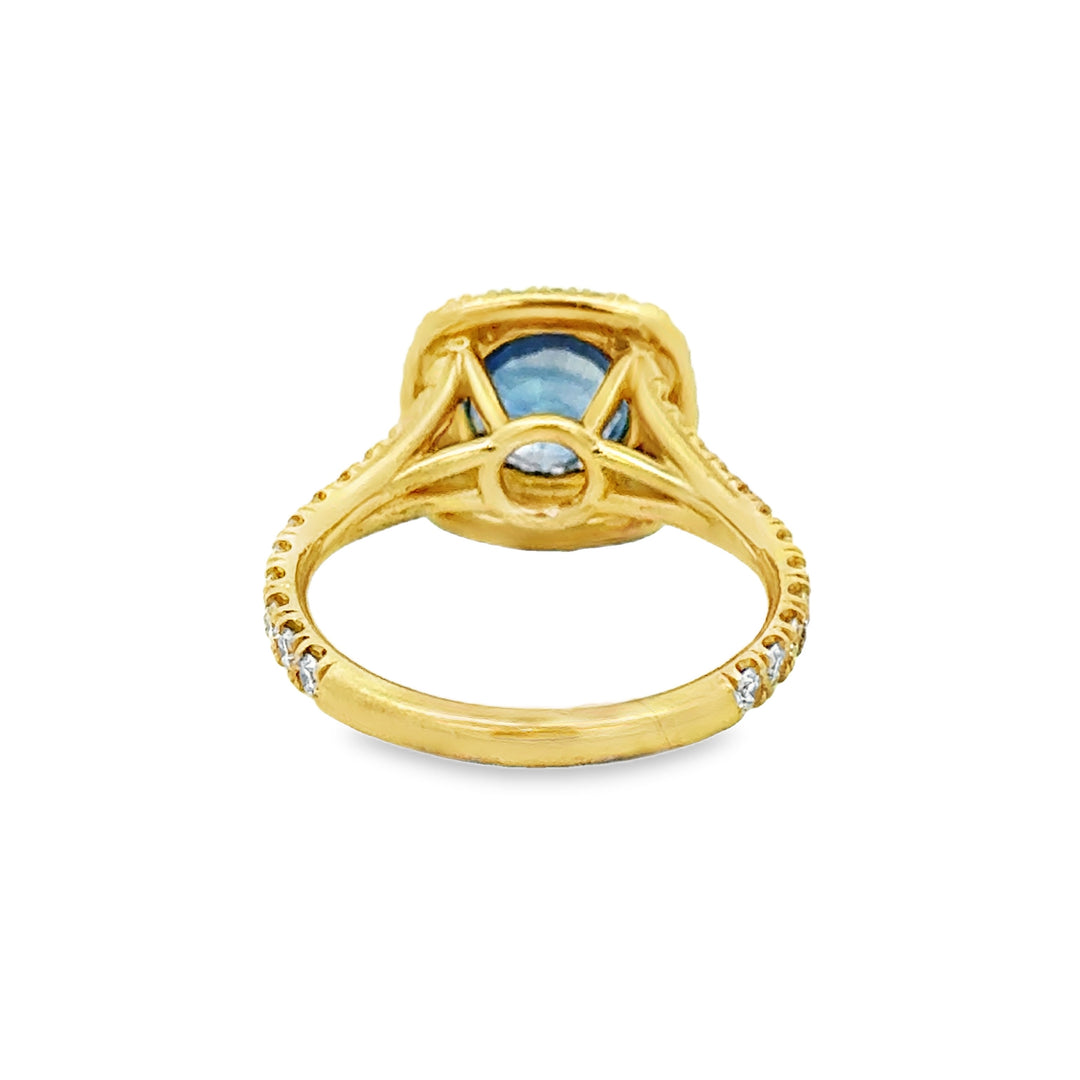 1.47 CT Sapphire &amp; 0.87 CTW Diamond 18K Yellow Gold Ring