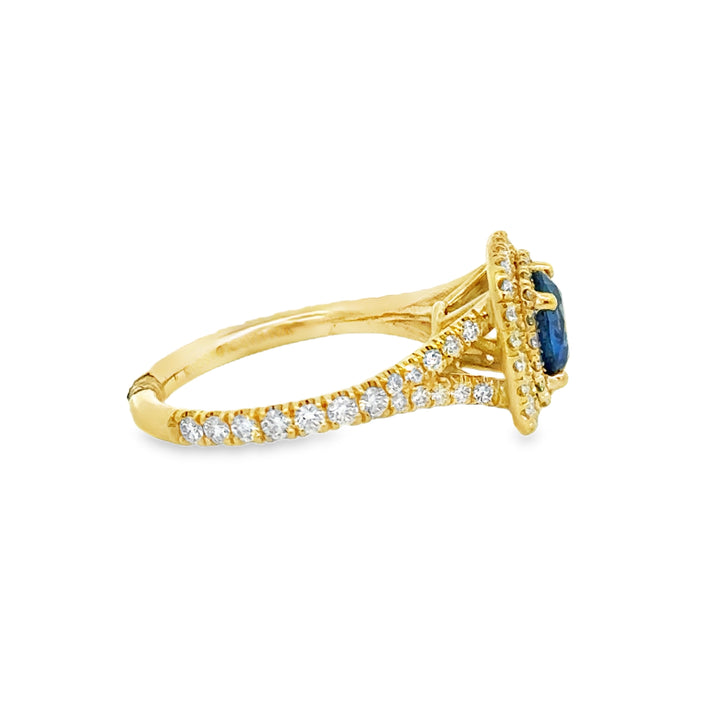 1.47 CT Sapphire &amp; 0.87 CTW Diamond 18K Yellow Gold Ring