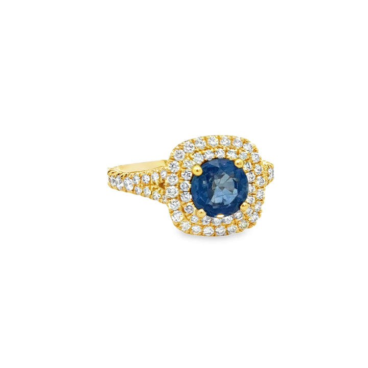 1.47 CT Sapphire &amp; 0.87 CTW Diamond 18K Yellow Gold Ring