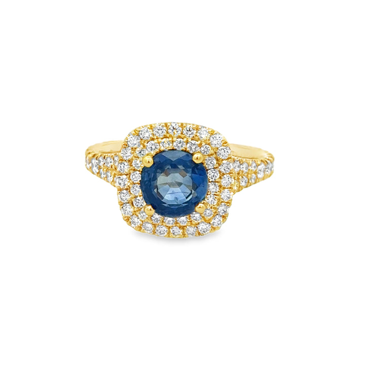 1.47 CT Sapphire &amp; 0.87 CTW Diamond 18K Yellow Gold Ring