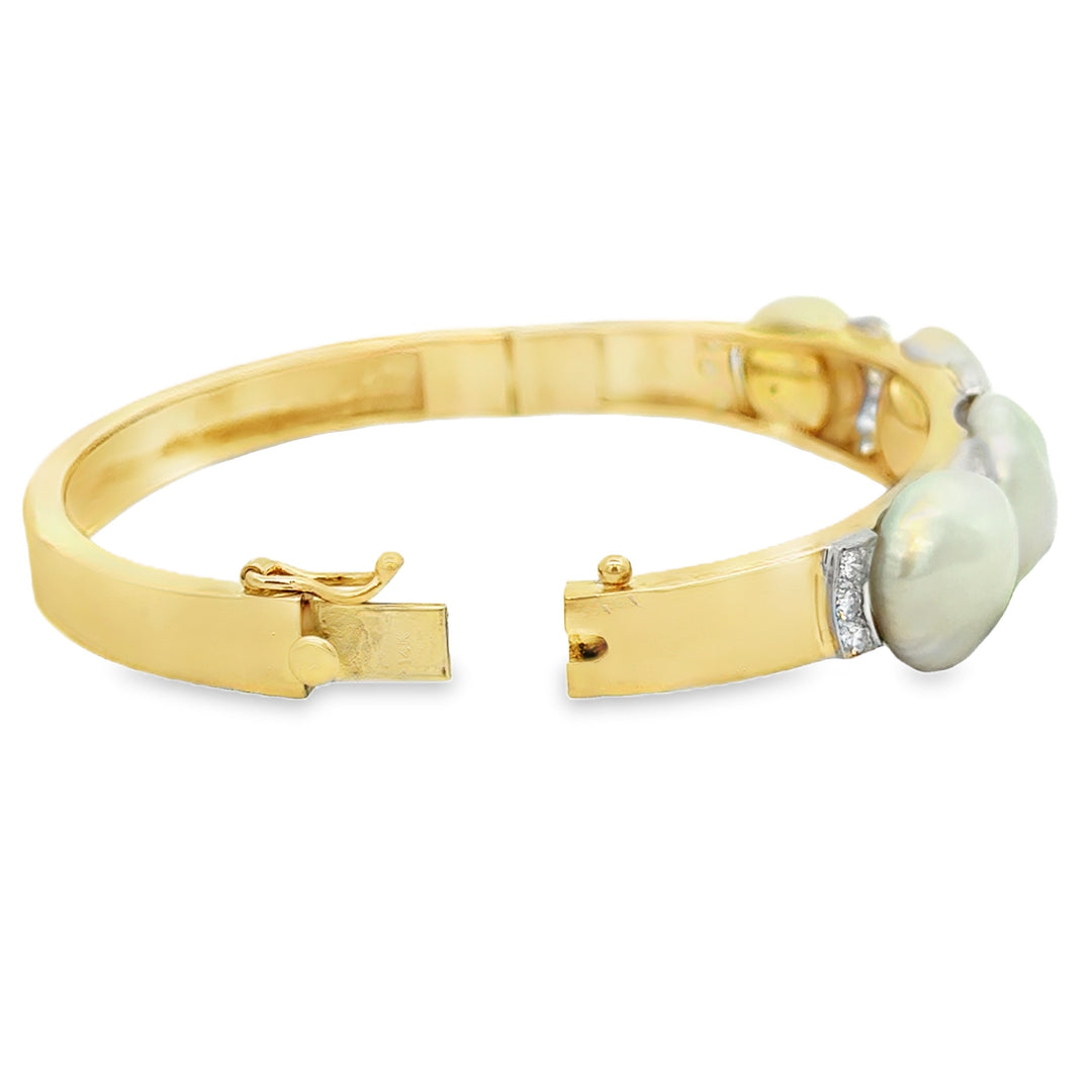 1.00 CTW Diamond & Pearl 14K Yellow Gold Bracelet
