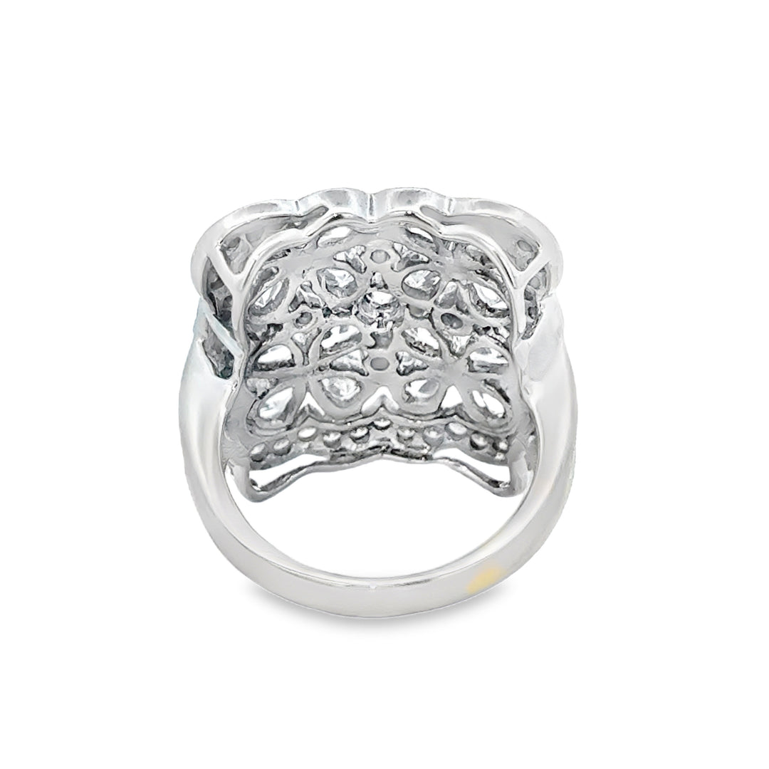 4.85 CTW Diamond Flower Ring in 18K White Gold