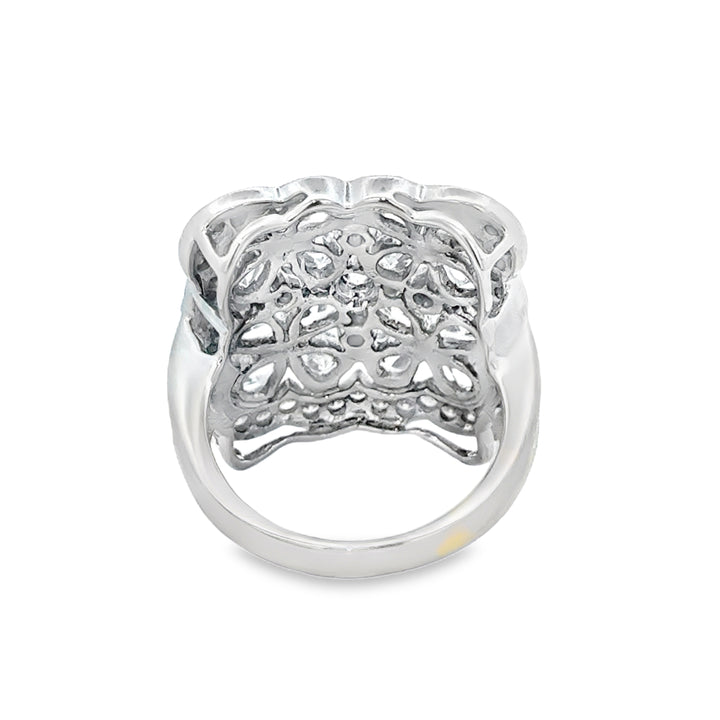 4.85 CTW Diamond Flower Ring in 18K White Gold