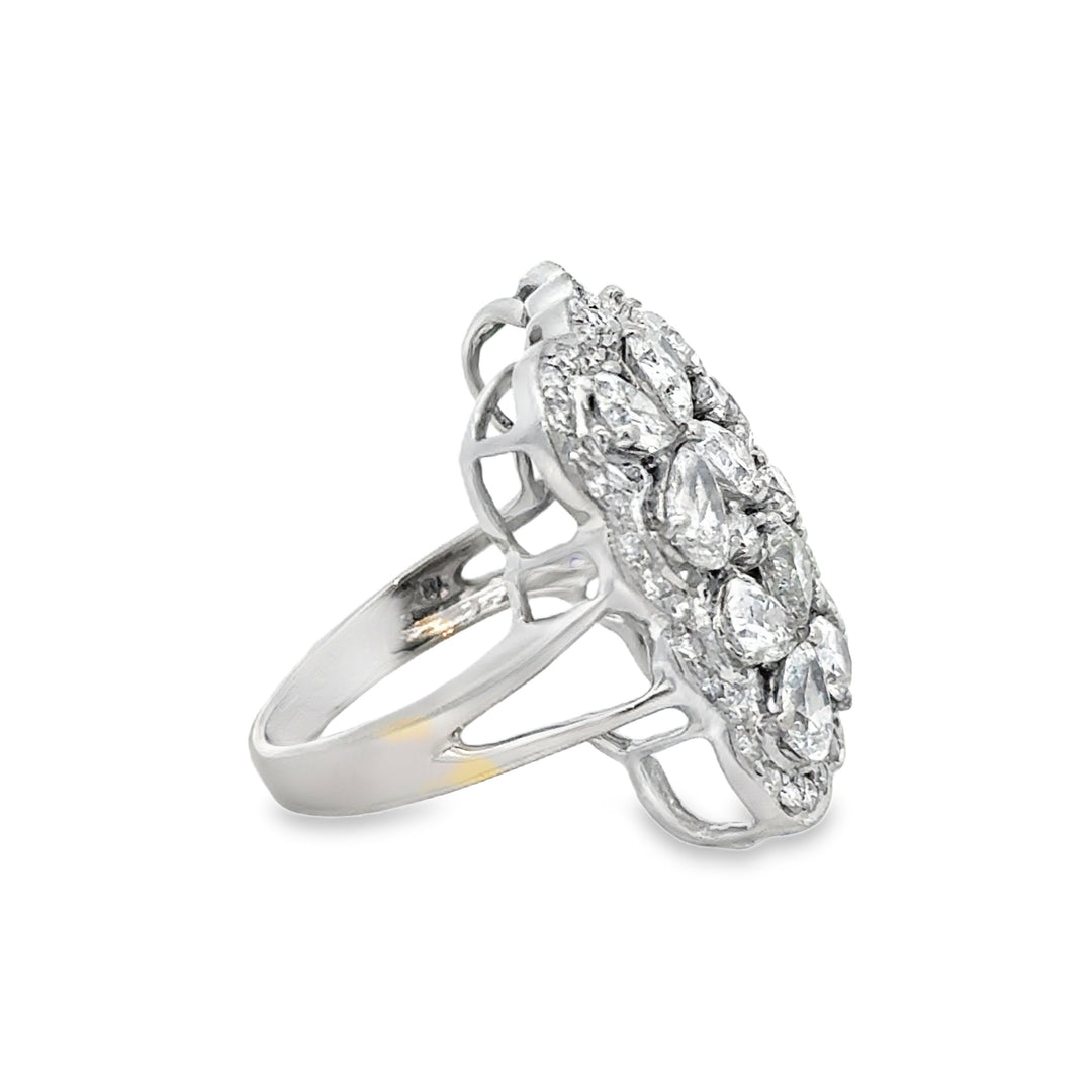4.85 CTW Diamond Flower Ring in 18K White Gold