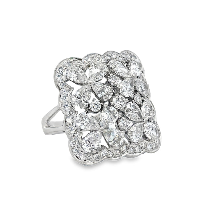 4.85 CTW Diamond Flower Ring in 18K White Gold
