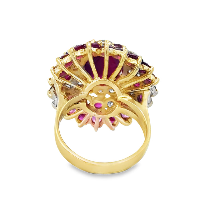 1.00 CTW Diamond Ruby 14K Yellow Gold Halo Ring