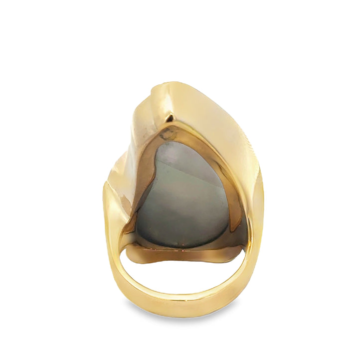 0.30 CTW Diamond Pearl 14K Yellow Gold Statement Ring