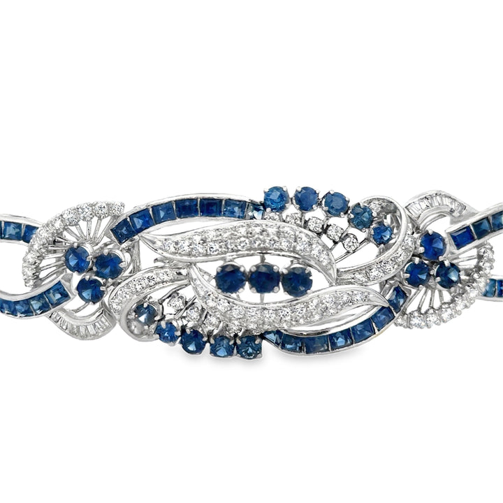 3.00 CTW Diamond Sapphire Platinum Bracelet