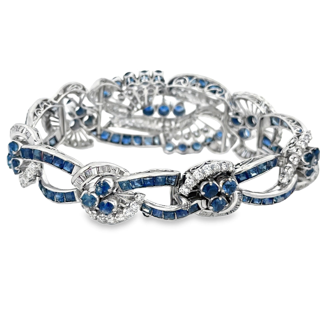 3.00 CTW Diamond Sapphire Platinum Bracelet