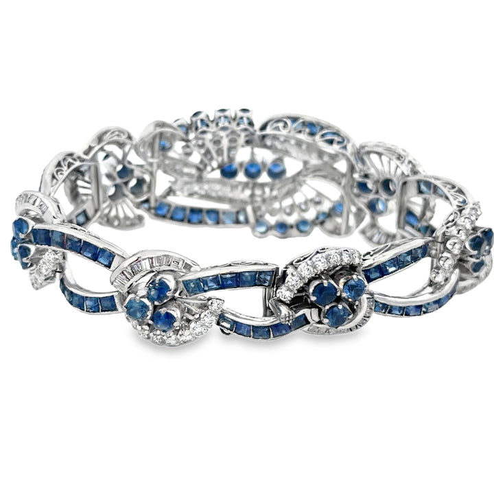 3.00 CTW Diamond Sapphire Platinum Bracelet