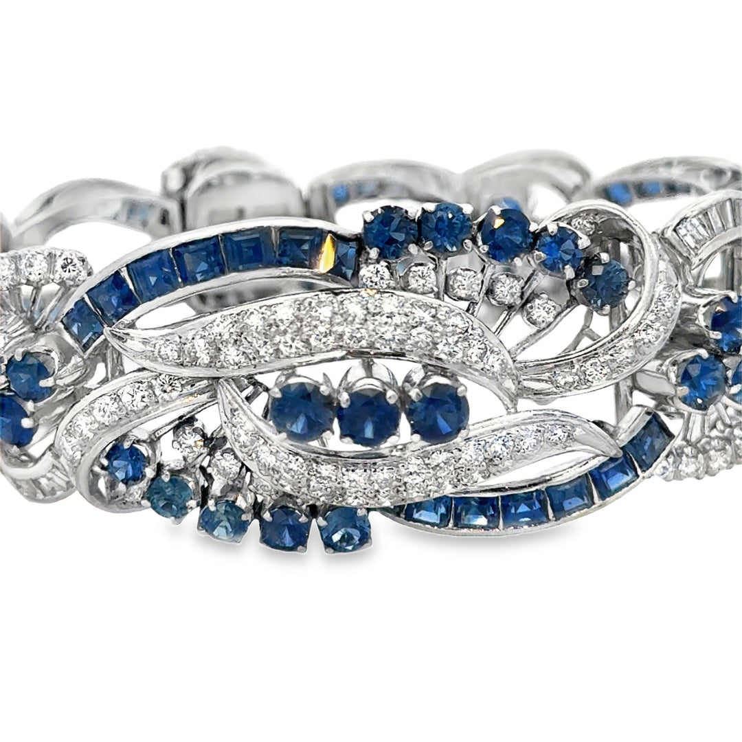 3.00 CTW Diamond Sapphire Platinum Bracelet