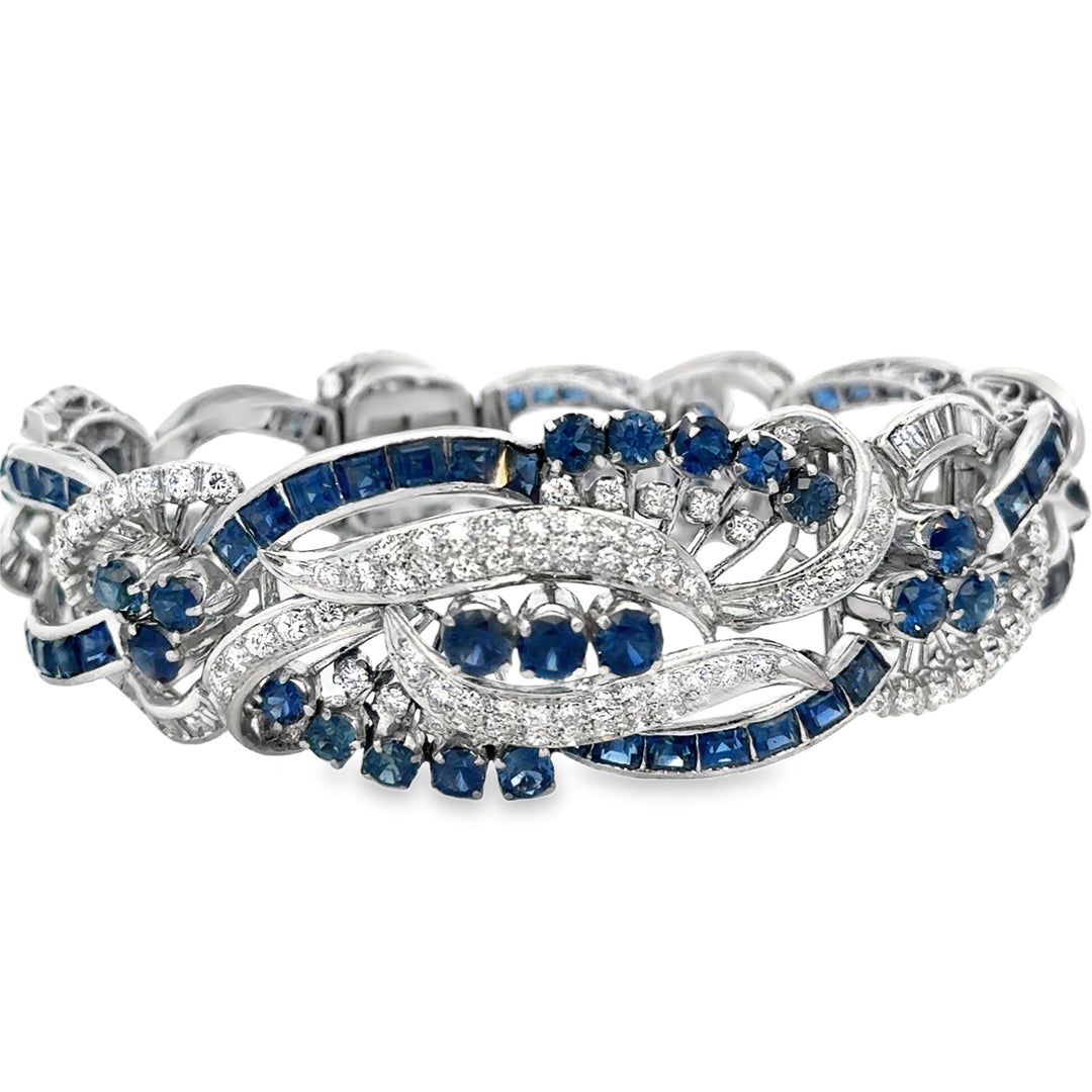 3.00 CTW Diamond Sapphire Platinum Bracelet
