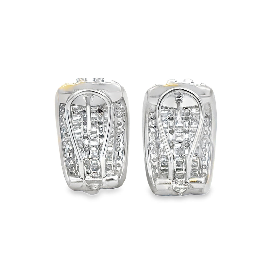 3.50 CTW Diamond 18K White Gold Estate Hoop Earrings
