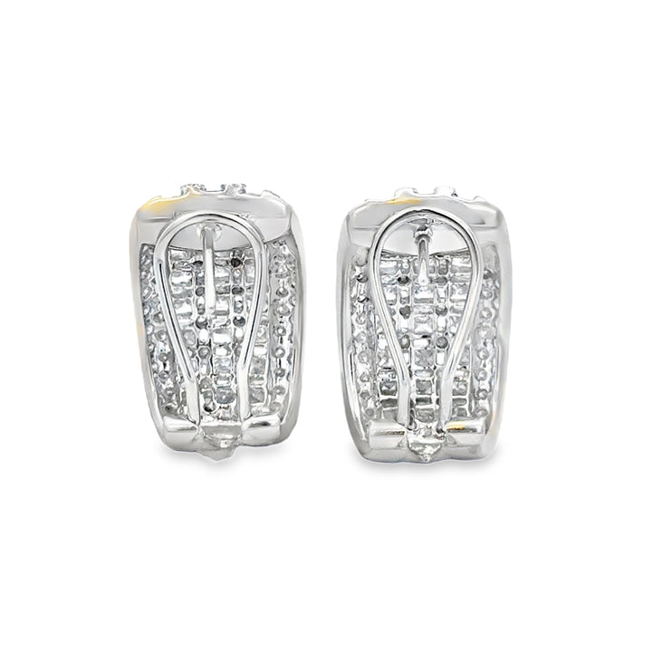 3.50 CTW Diamond 18K White Gold Estate Hoop Earrings