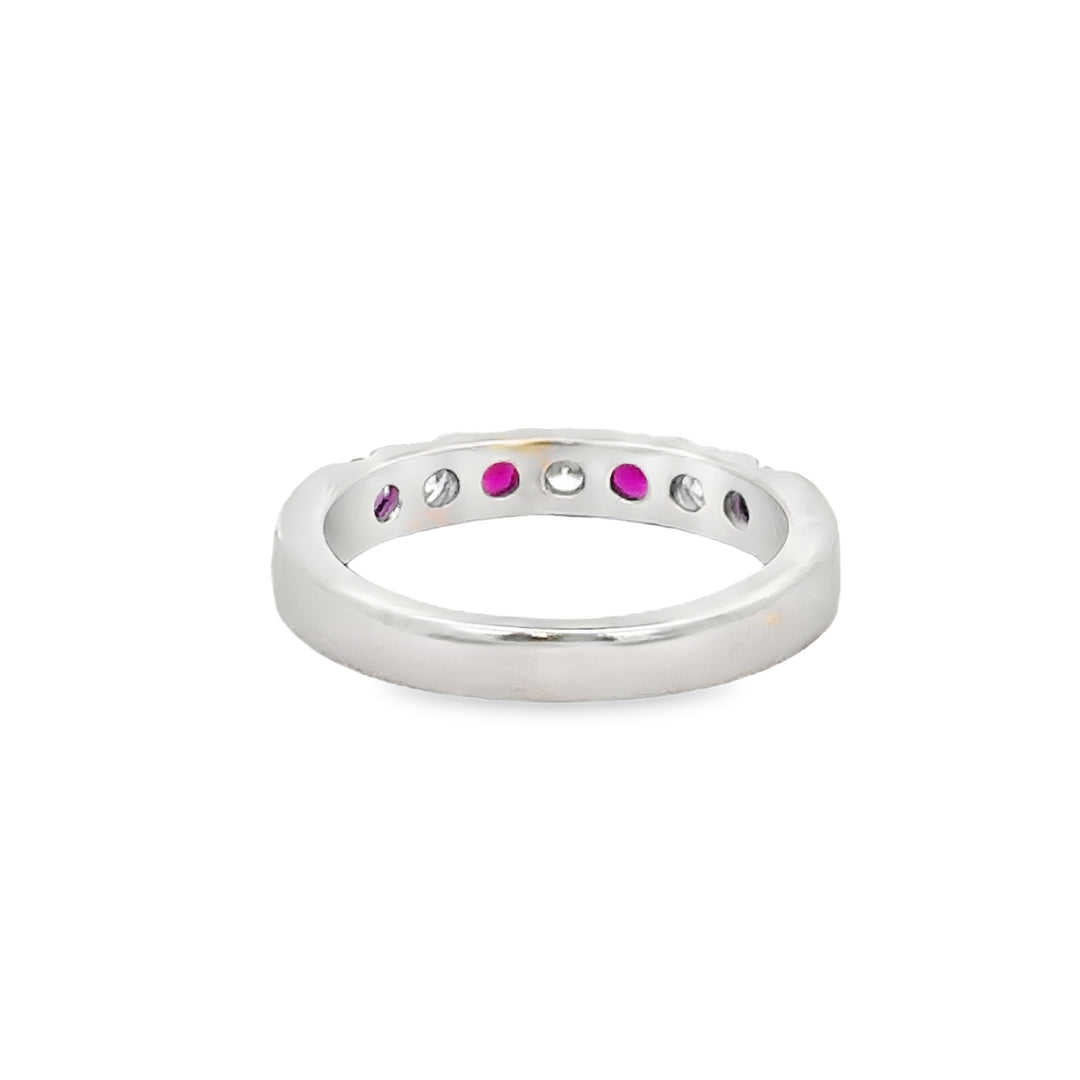 0.24 CTW Diamond &amp; Ruby 14K White Gold Estate Band
