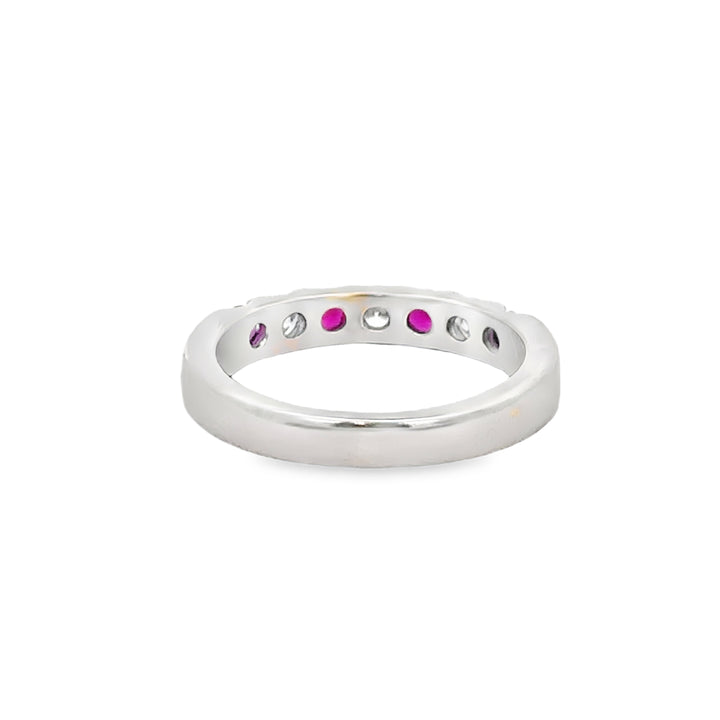 0.24 CTW Diamond &amp; Ruby 14K White Gold Estate Band