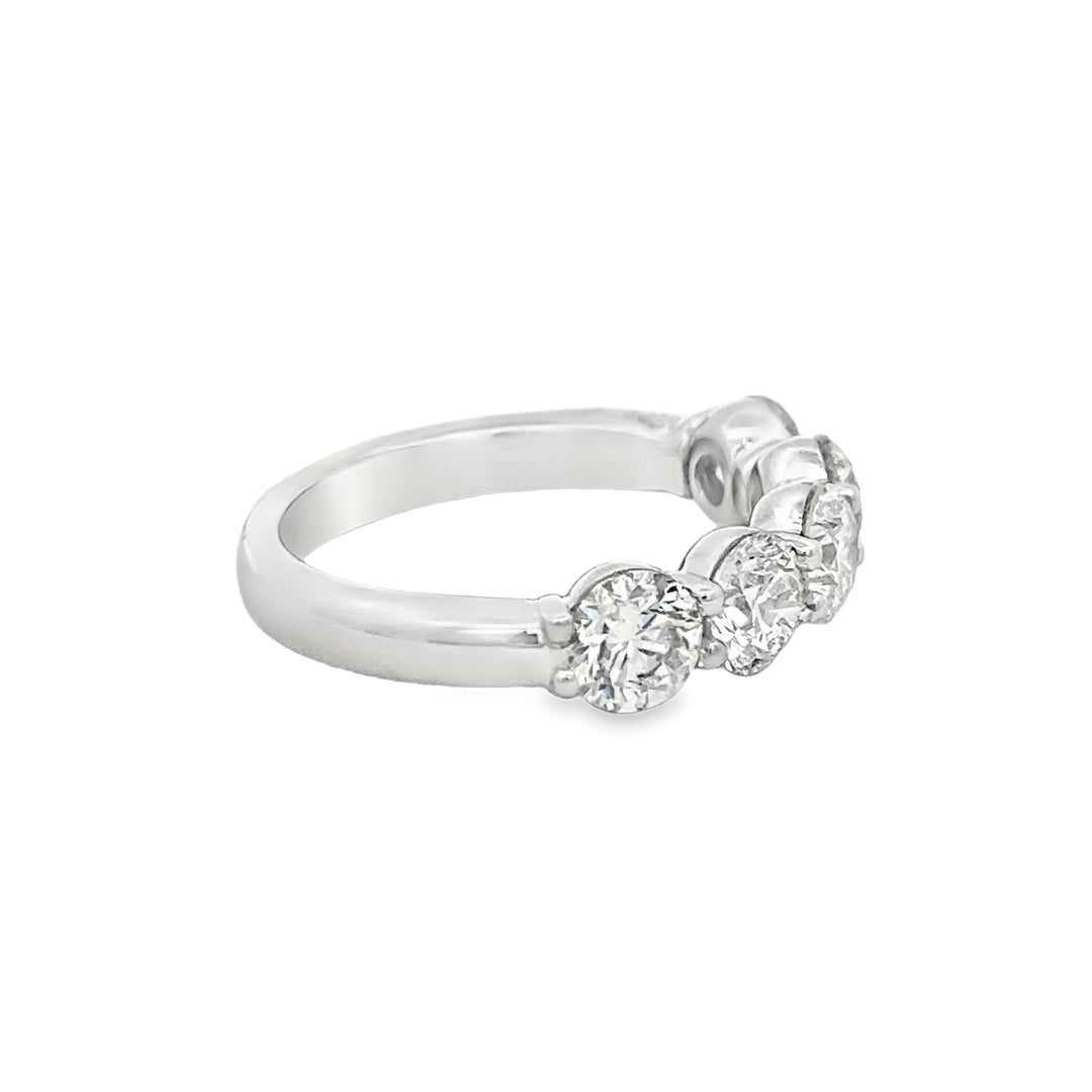 2.55 CTW Diamond 14K White Gold 5-Stone Band Ring