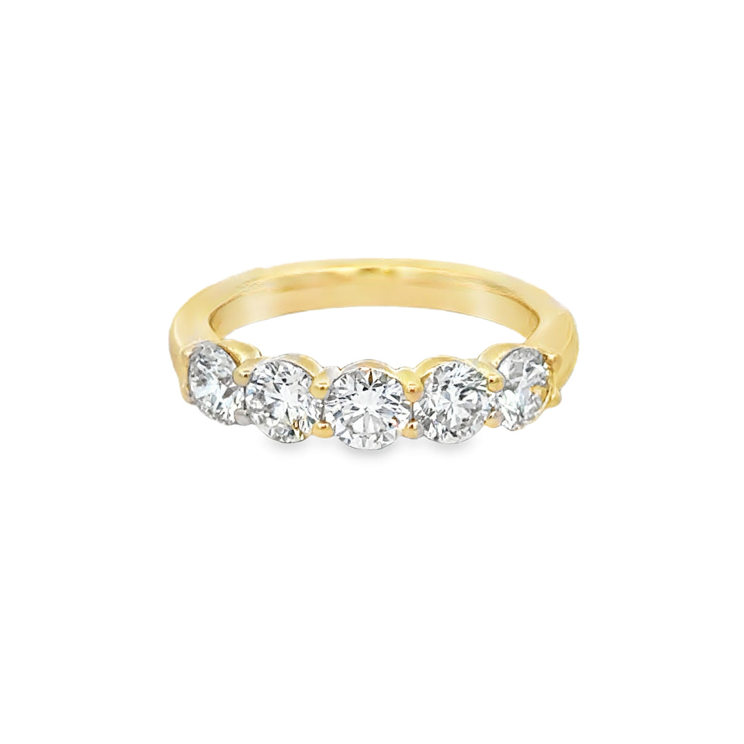 1.51 CTW Diamond 14K Yellow Gold 5-Stone Band Ring