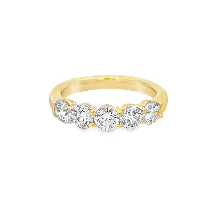 1.51 CTW Diamond 14K Yellow Gold 5-Stone Band Ring