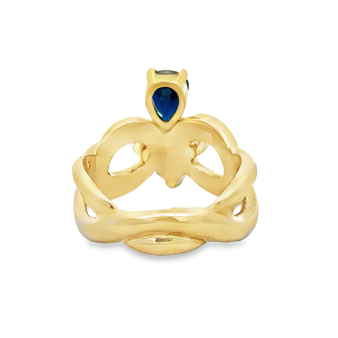 0.18 CTW Diamond Sapphire 14K Yellow Gold Estate Ring