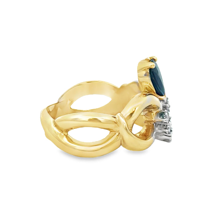 0.18 CTW Diamond Sapphire 14K Yellow Gold Estate Ring