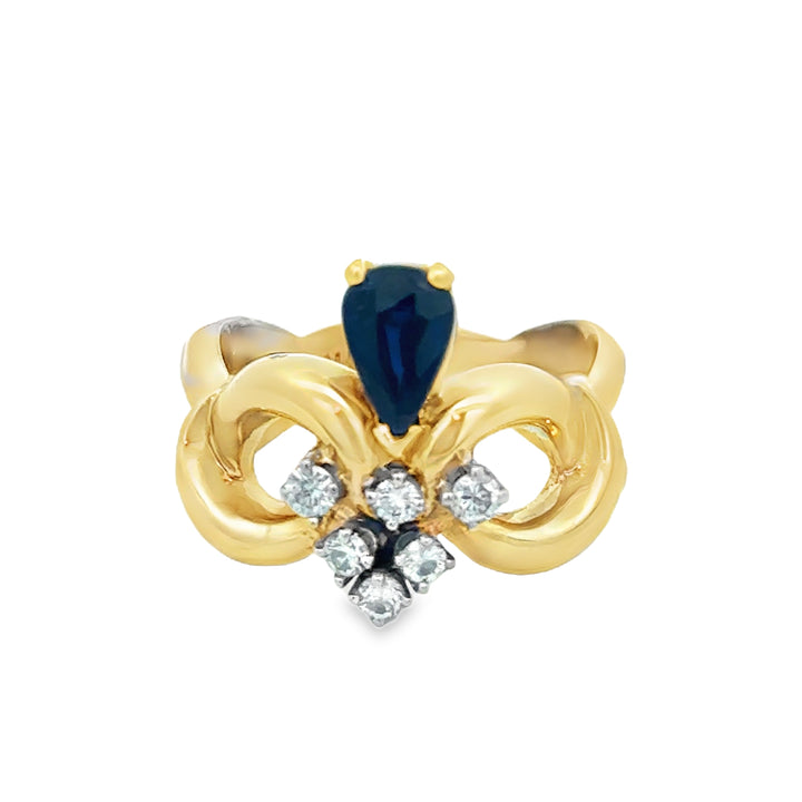 0.18 CTW Diamond Sapphire 14K Yellow Gold Estate Ring
