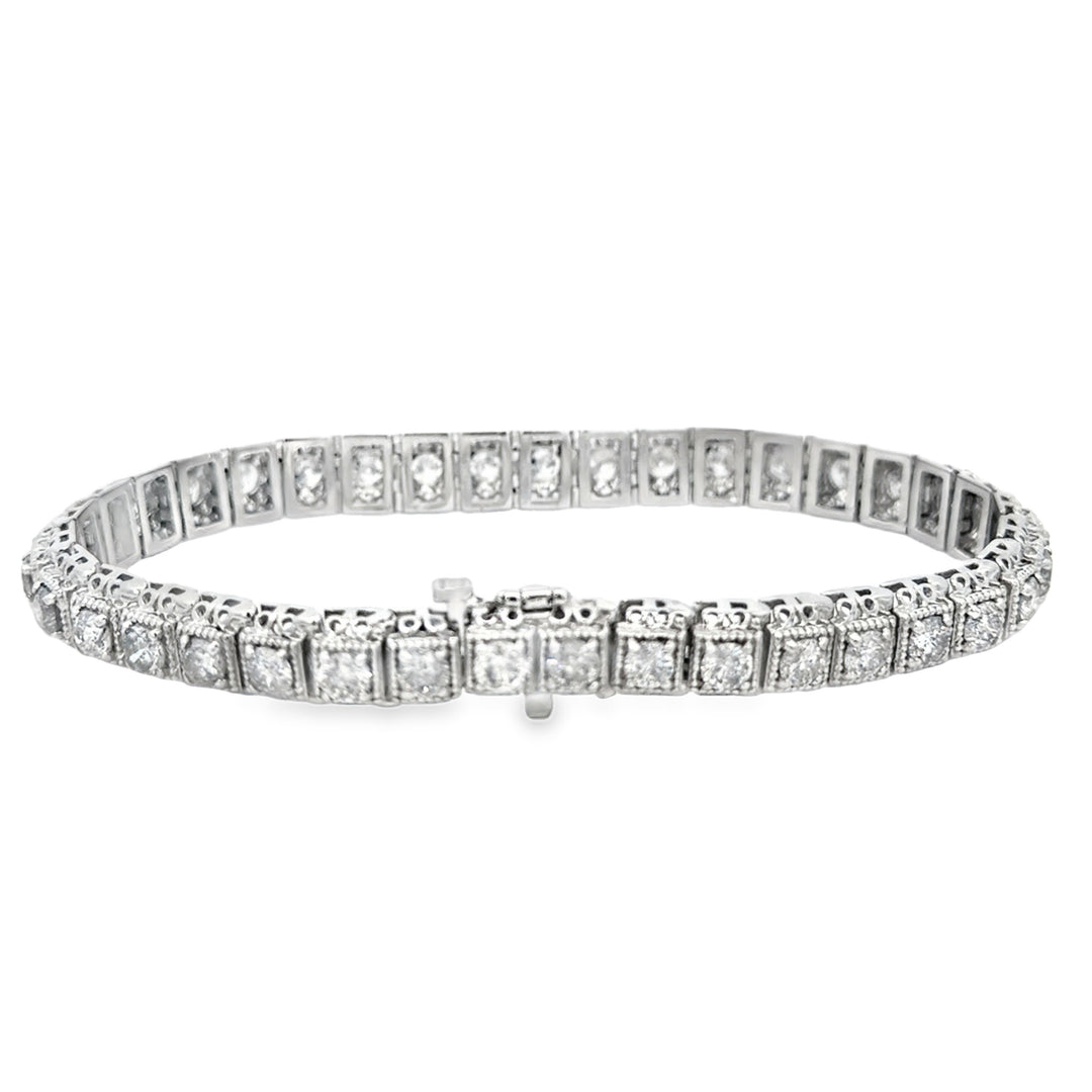 6.30 CTW Diamond 14K White Gold Milgrain Bracelet