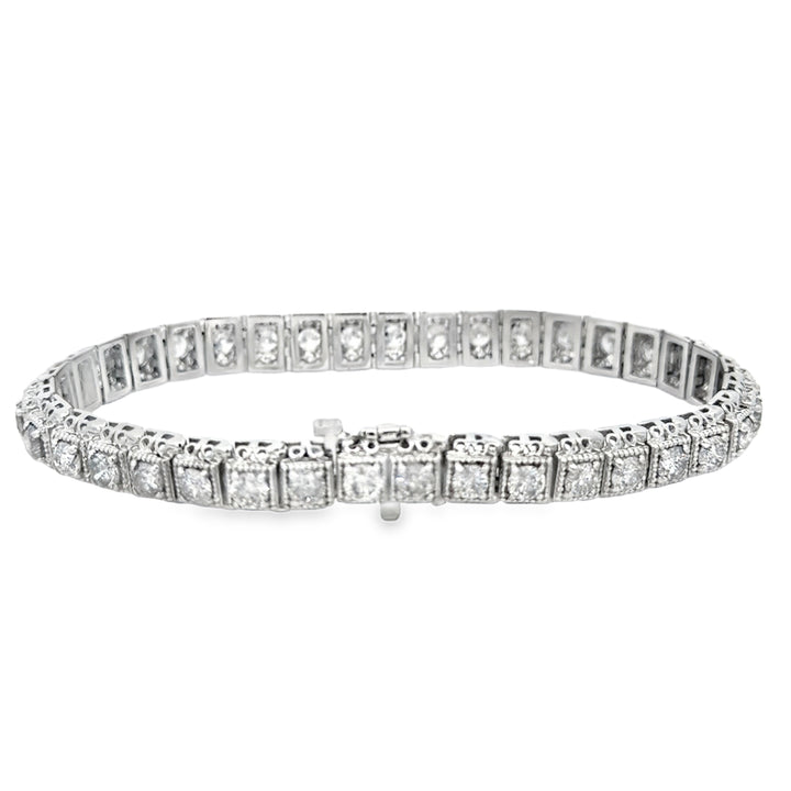 6.30 CTW Diamond 14K White Gold Milgrain Bracelet