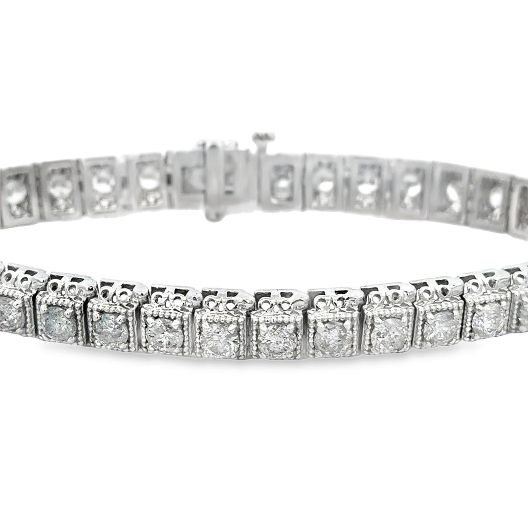 6.30 CTW Diamond 14K White Gold Milgrain Bracelet