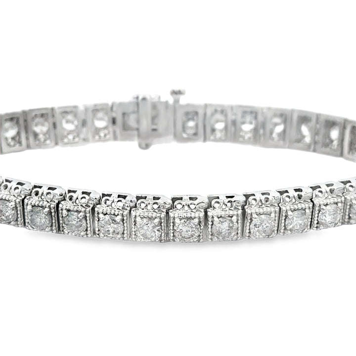 6.30 CTW Diamond 14K White Gold Milgrain Bracelet