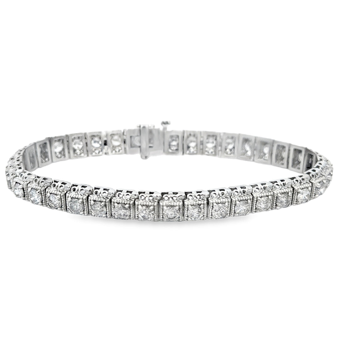 6.30 CTW Diamond 14K White Gold Milgrain Bracelet