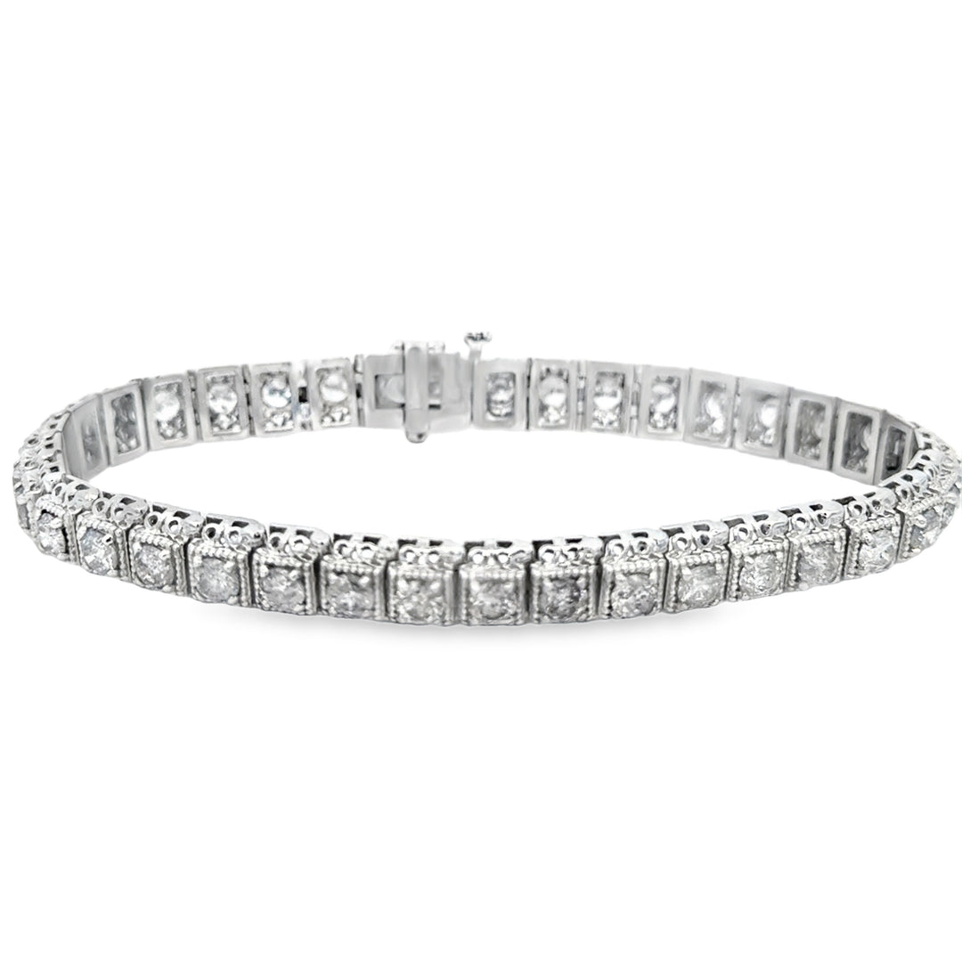 6.30 CTW Diamond 14K White Gold Milgrain Bracelet