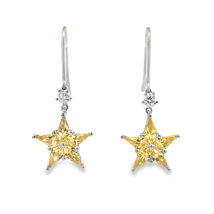 0.12 CTW Diamond Yellow Sapphire Platinum Tiffany & Co. Star Earrings