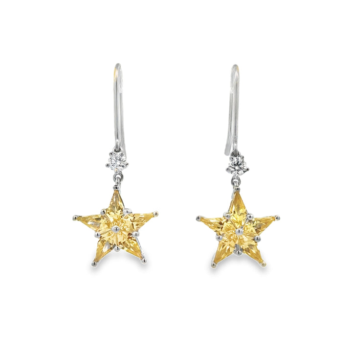 0.12 CTW Diamond Yellow Sapphire Platinum Tiffany & Co. Star Earrings