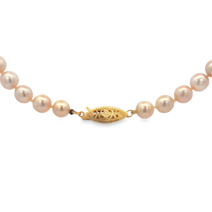 6.5MM Pearl Strand Necklace in 14K Yellow Gold – 18"