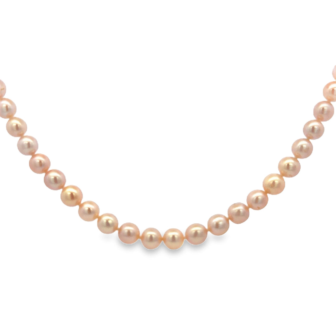 6.5MM Pearl Strand Necklace in 14K Yellow Gold – 18"