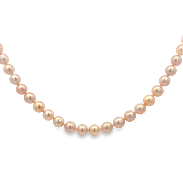 6.5MM Pearl Strand Necklace in 14K Yellow Gold – 18"