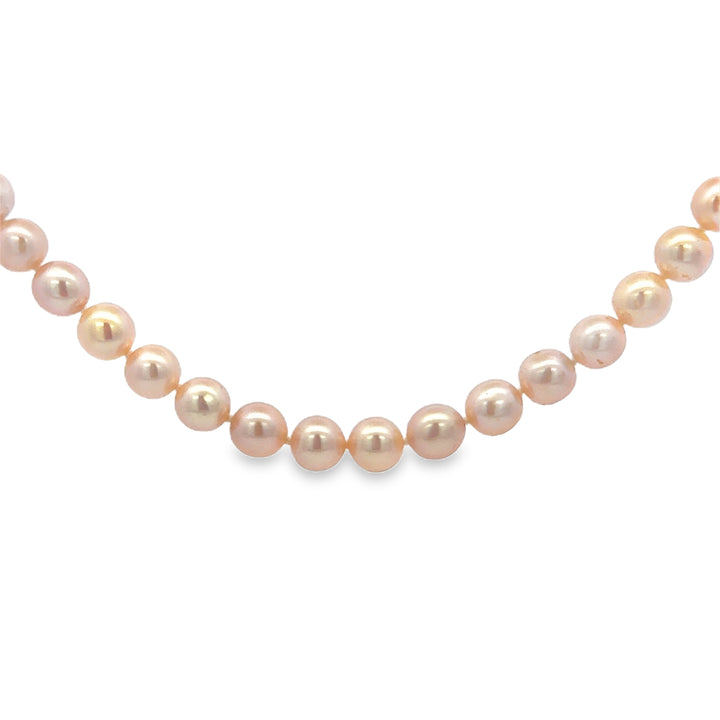 6.5MM Pearl Strand Necklace in 14K Yellow Gold – 18"