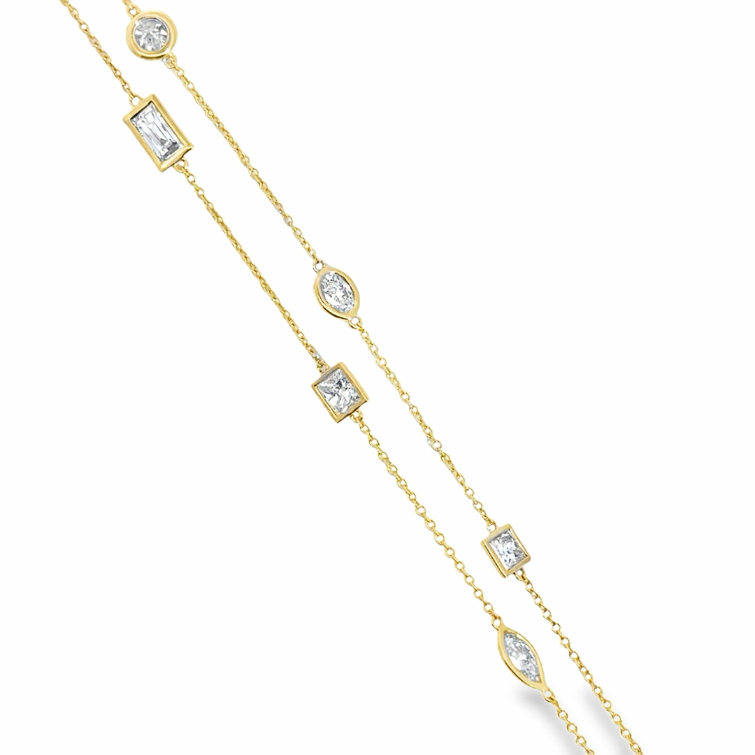 4.15 CTW Diamond 18K Yellow Gold Station Necklace