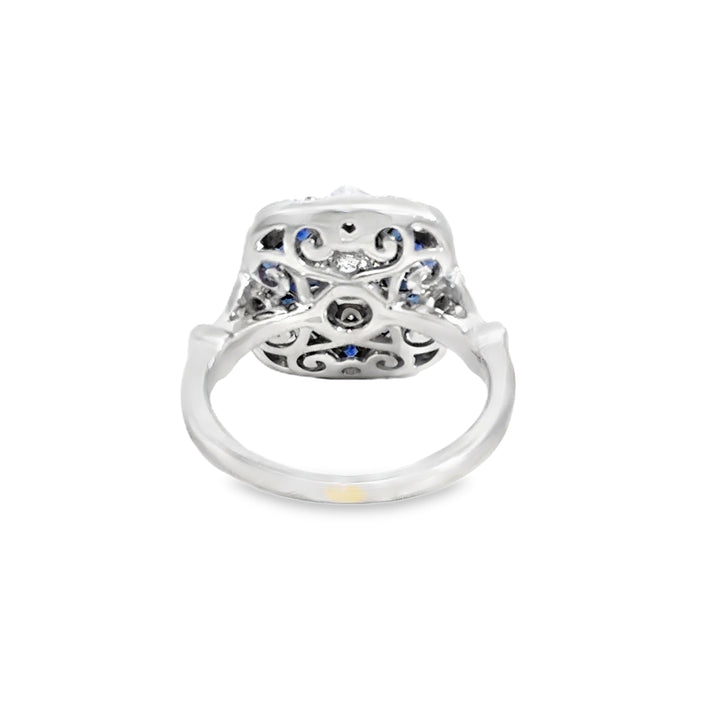 0.73 CT Diamond &amp; French Cut Sapphire 14K White Gold Ring