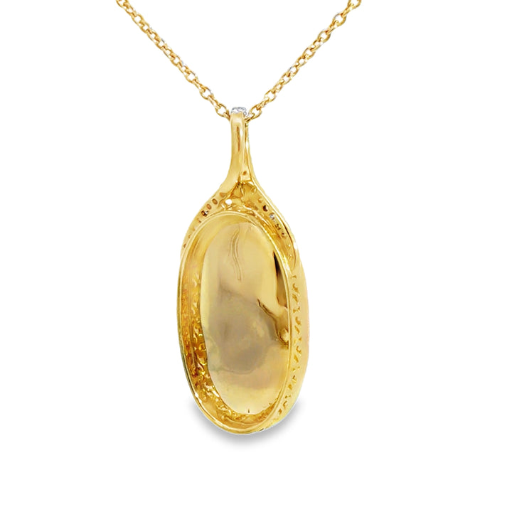 6.48 CT Ethiopian Opal &amp; 0.22 CTW Diamond 14K Yellow Gold Pendant