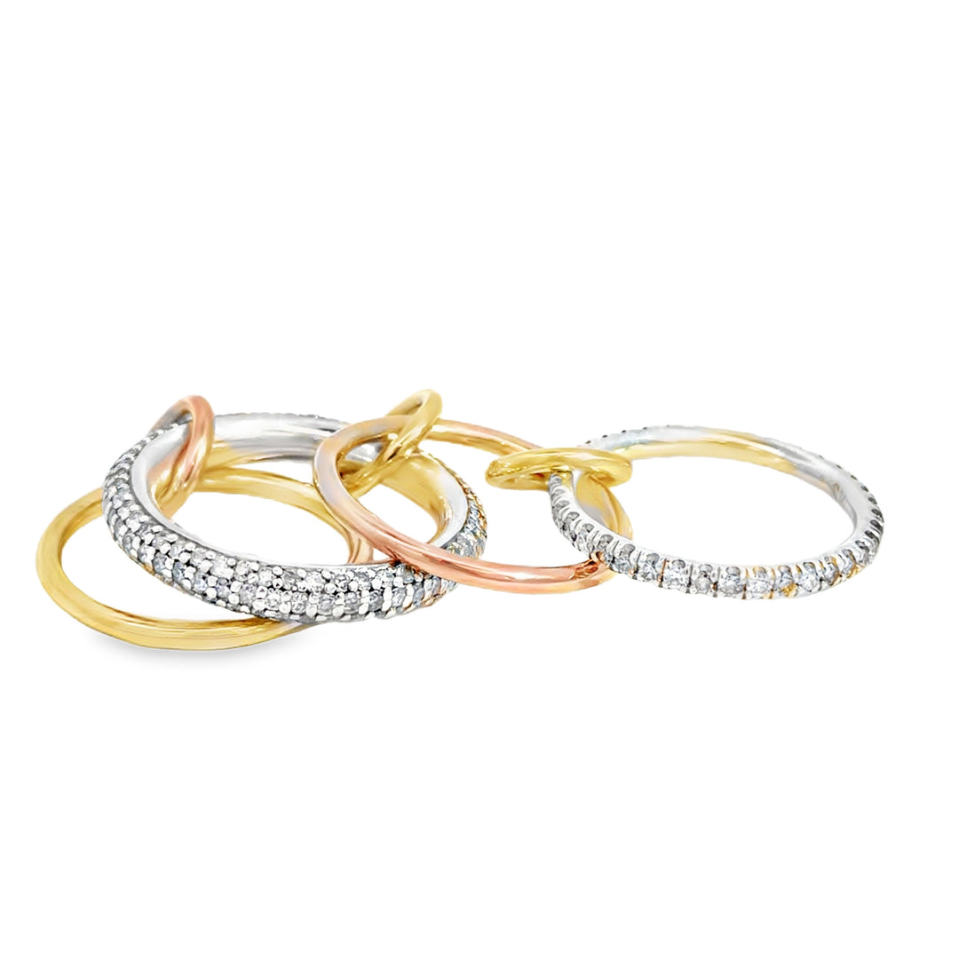 Pre-Owned Spinelli Kilcollin 1.57 CTW Round Diamond Two-Tone 14K Gold Linked Ring