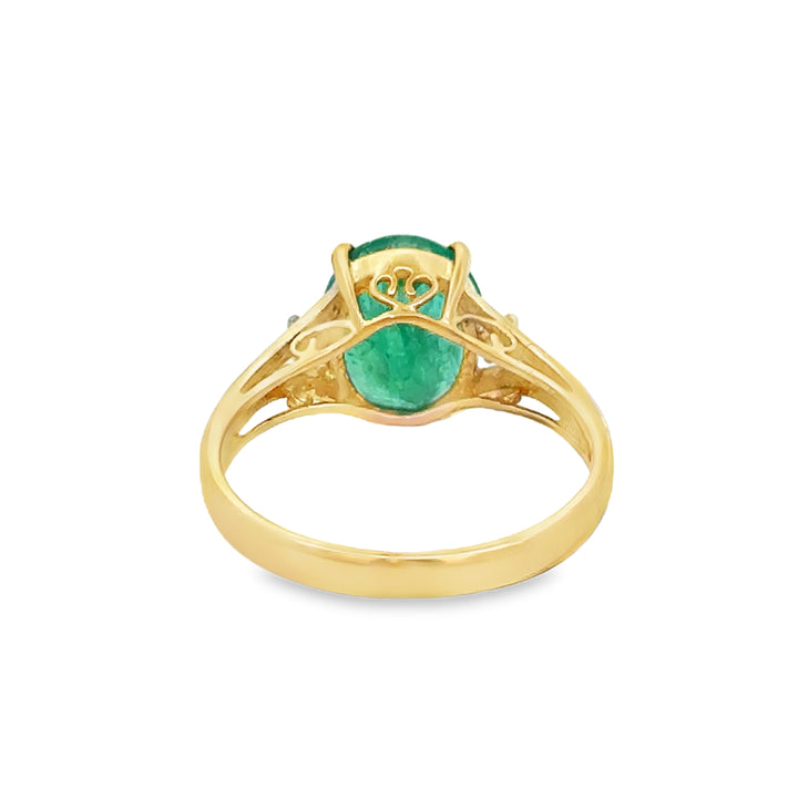 2.41 CT Emerald & Diamond 14K Yellow Gold Ring