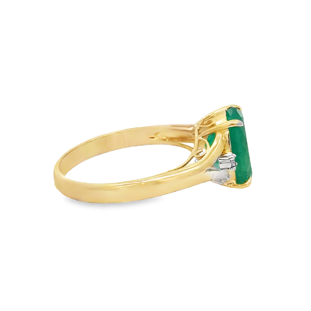 2.41 CT Emerald & Diamond 14K Yellow Gold Ring
