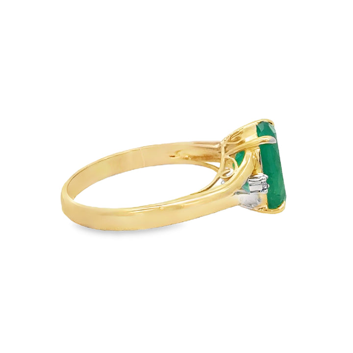 2.41 CT Emerald & Diamond 14K Yellow Gold Ring